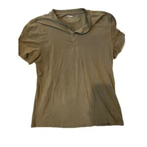 Old Navy Army Green 1/4 Button T-Shirt Mens L